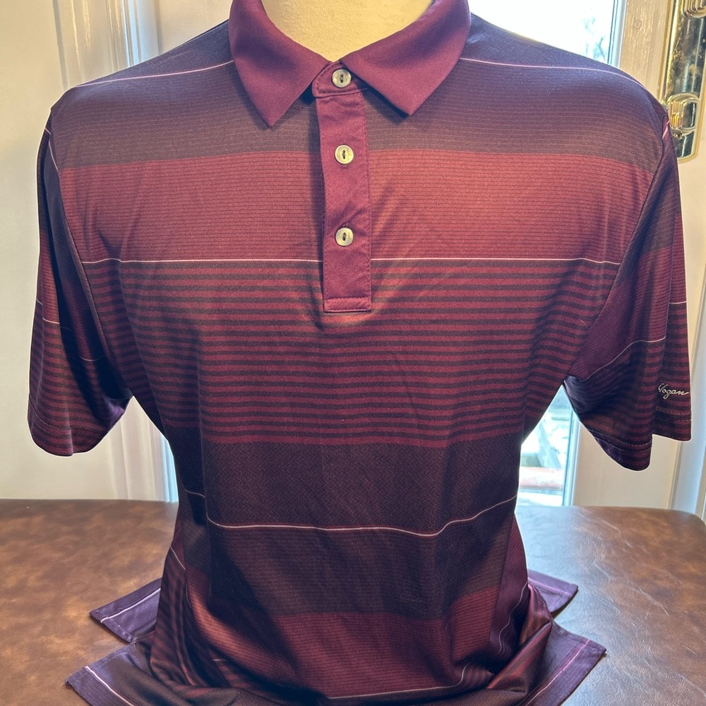 Ben Hogan Maroon Striped Polo Shirt